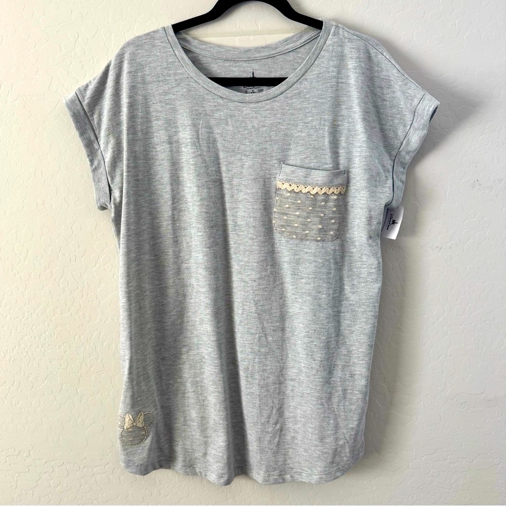 NWT Disney Parks Authentic Minnie Mouse Gray Polka Dots Tee Women’s | Size XL